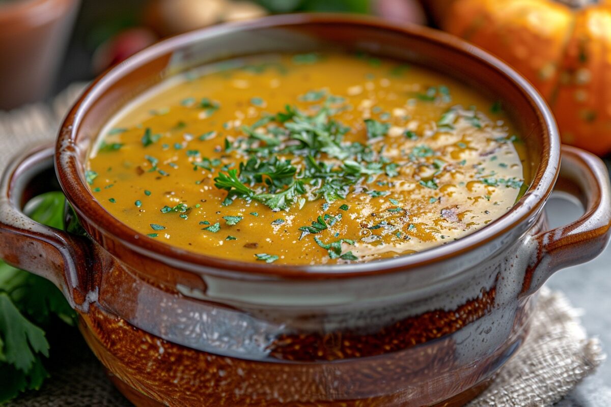 Délices d'automne : soupe de potiron et châtaigne, velours végétalien