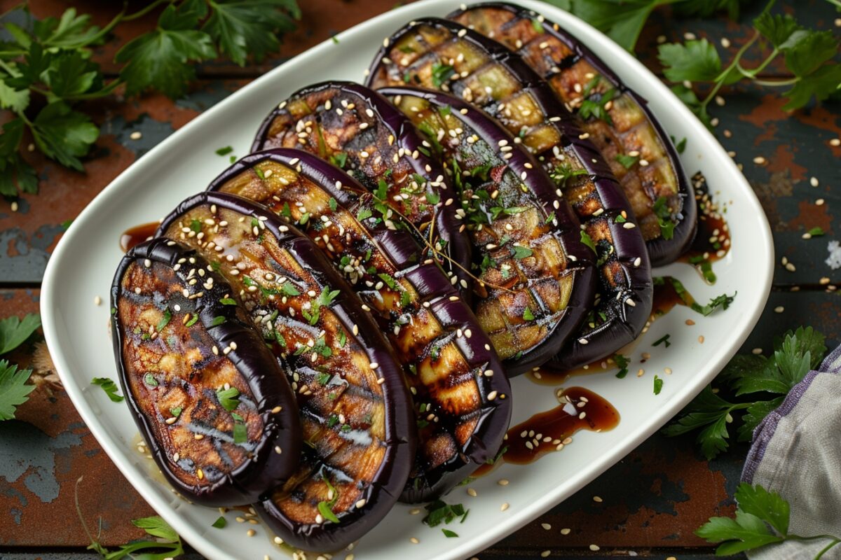 Éveil des sens : aubergines grillées à la japonaise, festin végétalien