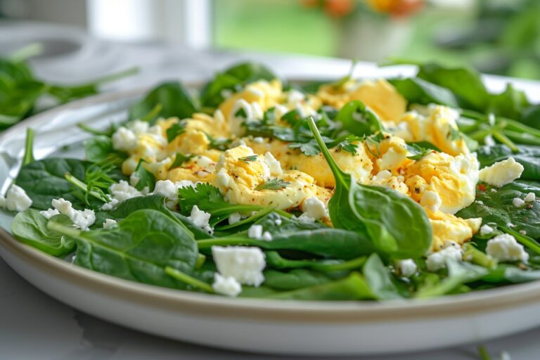 Les secrets pour préparer un repas sain et rapide avec des œufs, épinards et feta en seulement 15 minutes