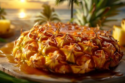 Plaisir des îles : ananas rôti végétalien, douceur caramélisée
