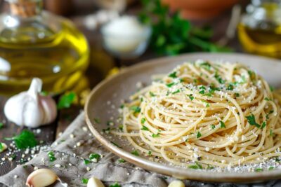 Simplicité gourmande : spaghetti aglio e olio végétalien, Italie authentique