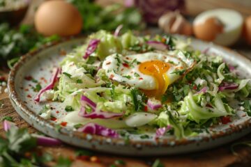 Les secrets d'une salade de chou à l’œuf coulant parfaite : découvrez comment éveiller vos papilles avec cette recette simple et savoureuse