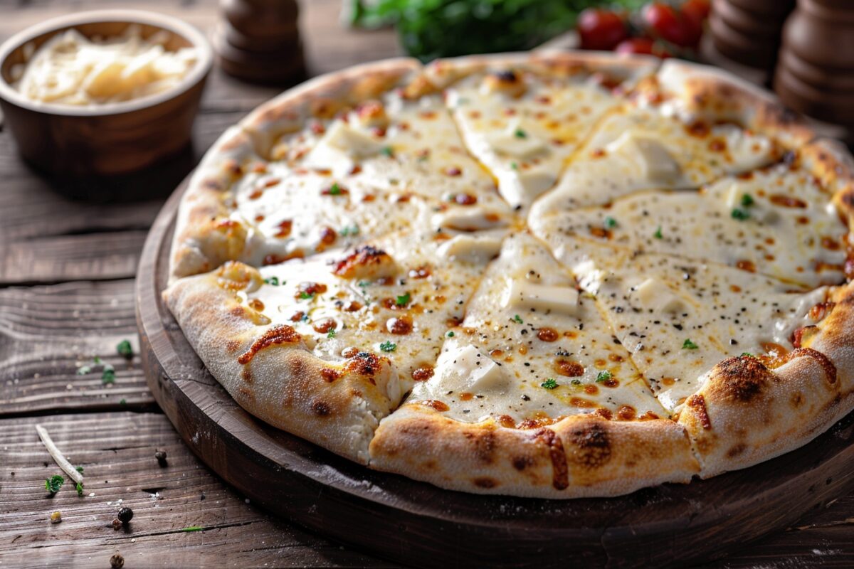 Pizza blanche aux quatre fromages végétaux de tous les records, une révolution fromagère végétale