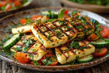 Salade perse revisitée avec halloumi grillé : un délice simple et rapide à préparer