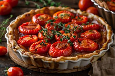 Tarte tatin aux tomates de tous les records, une tarte renversante et savoureuse
