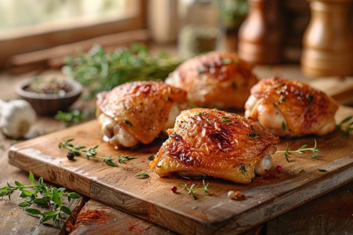 Découvrez comment préparer des cuisses de poulet au four savoureuses et irrésistiblement croustillantes !