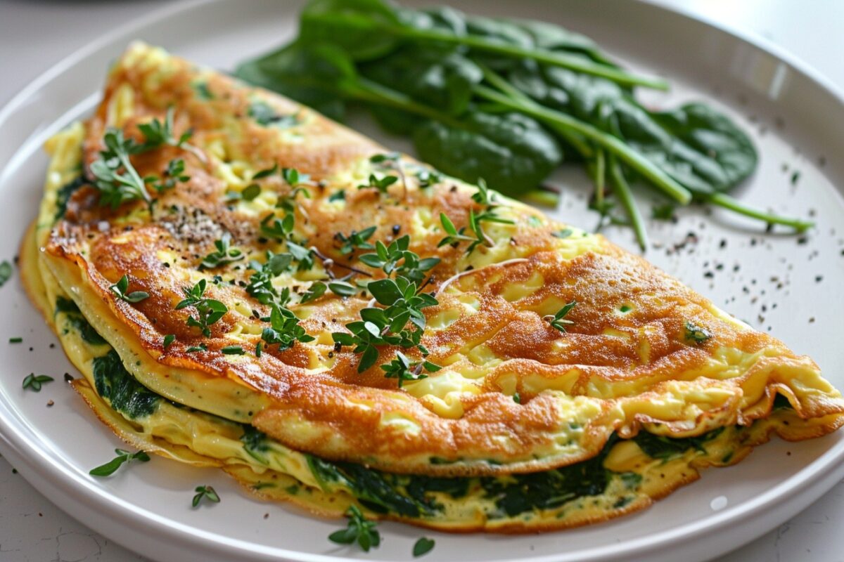 Découvrez comment préparer une omelette aux épinards légère et savoureuse - Idéale pour garder la ligne!