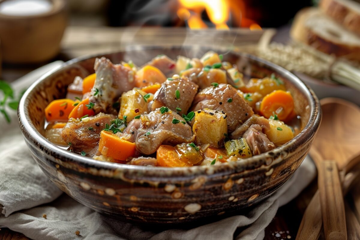 Découvrez la recette traditionnelle du ragoût d'oie aux petits légumes, un plat réconfortant et savoureux