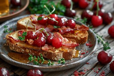 Réinventez vos apéritifs avec cette recette originale de toasts à la cerise et aux lardons