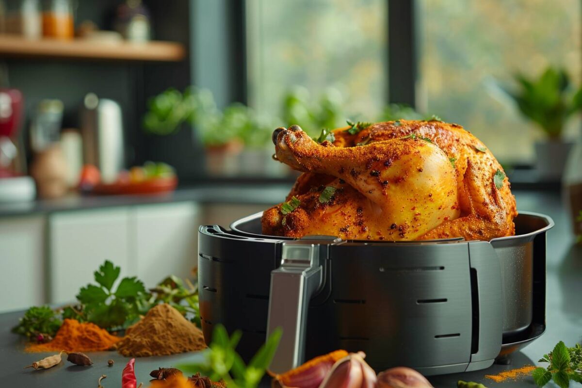 Découvrez comment préparer un succulent poulet rôti indien à l'airfryer et émerveillez vos papilles avec une touche exotique