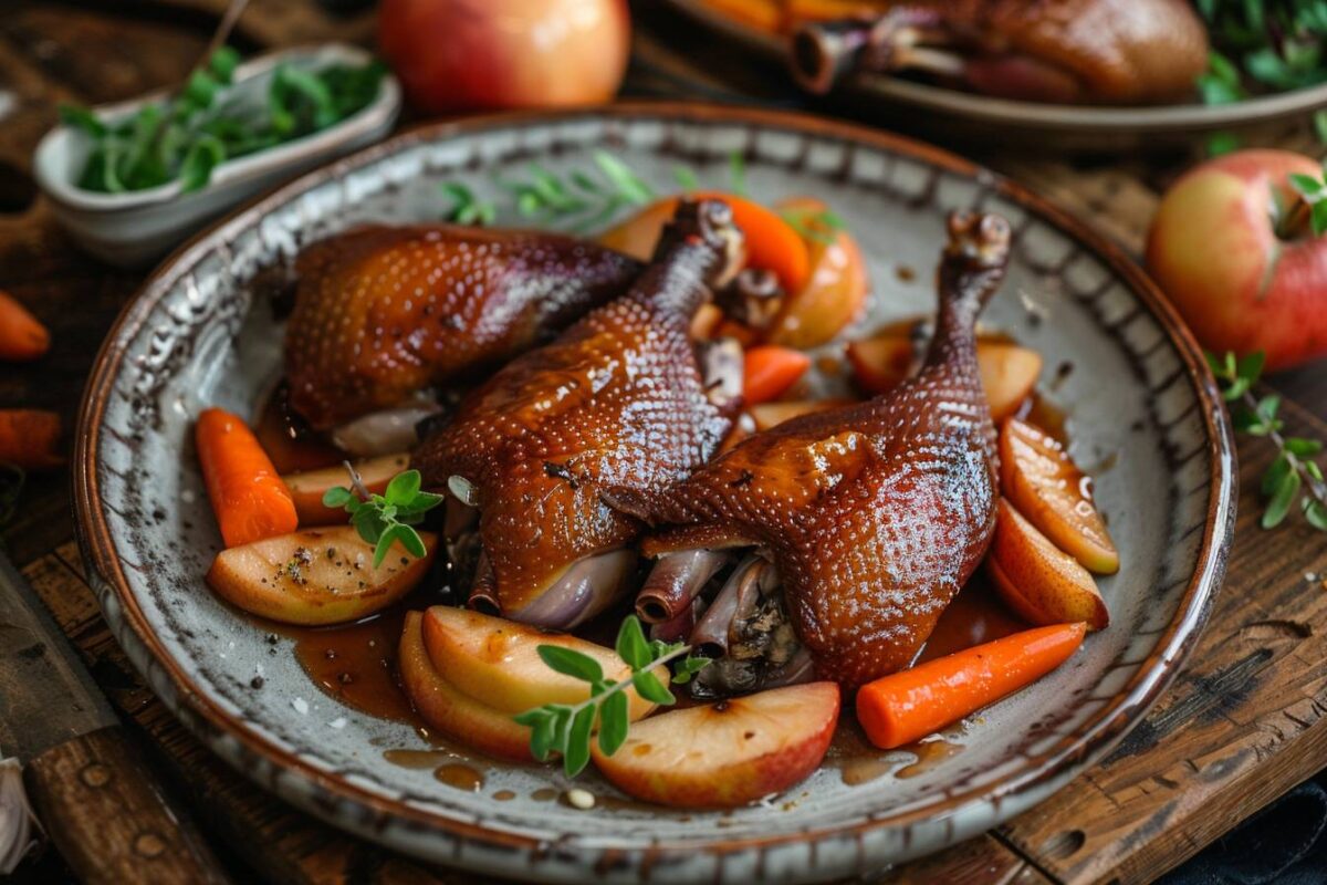 Découvrez comment préparer un délicieux plat de pigeonneaux aux pommes et carottes à la perfection