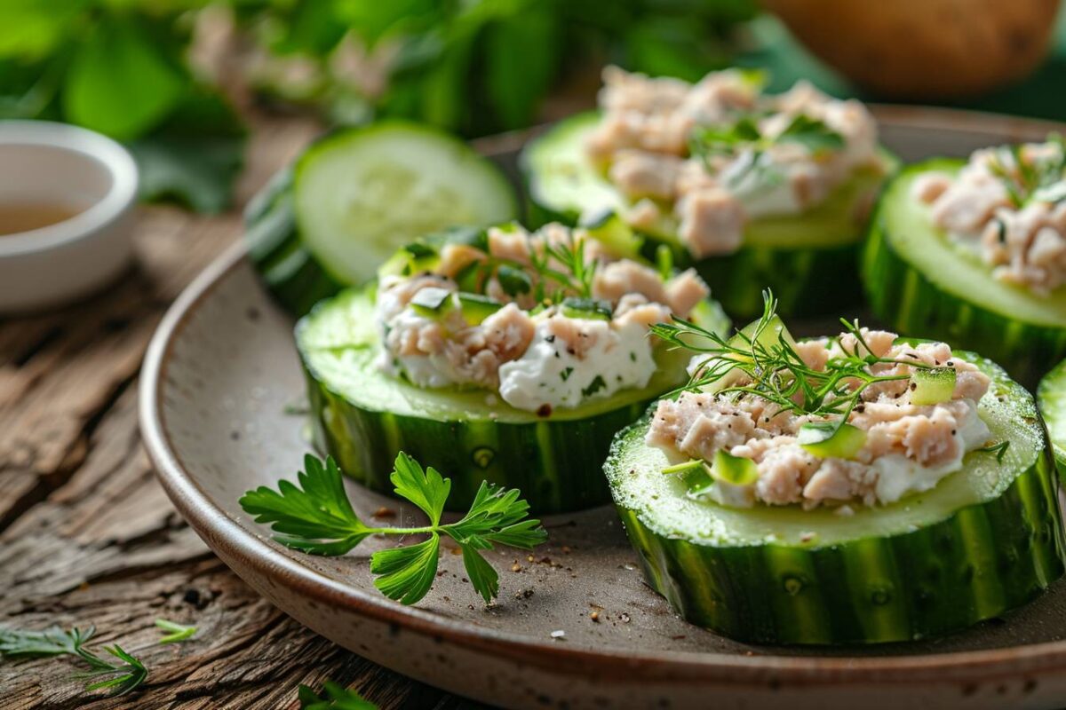 Découvrez comment ravir vos papilles avec cette recette de concombre farci au thon et fromage frais, parfaite pour l’été!