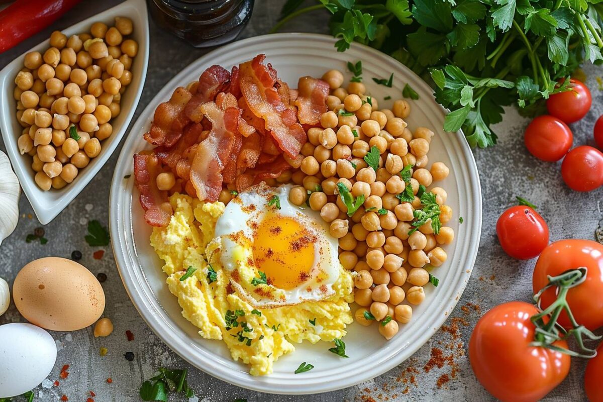 Découvrez comment révolutionner votre petit-déjeuner avec les œufs au bacon et pois chiches