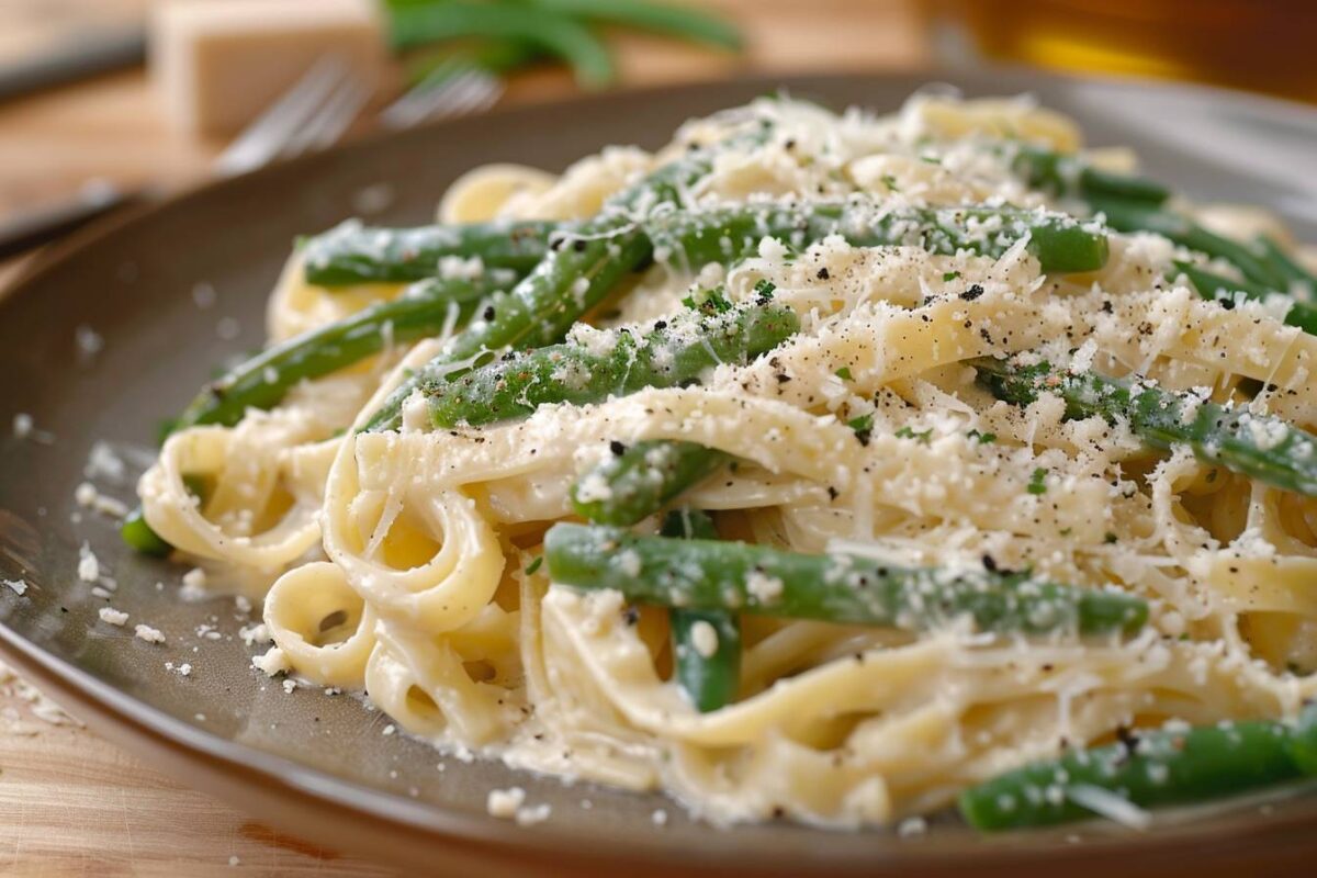 Découvrez comment transformer vos dîners avec cette recette crémeuse de haricots verts et tagliatelles