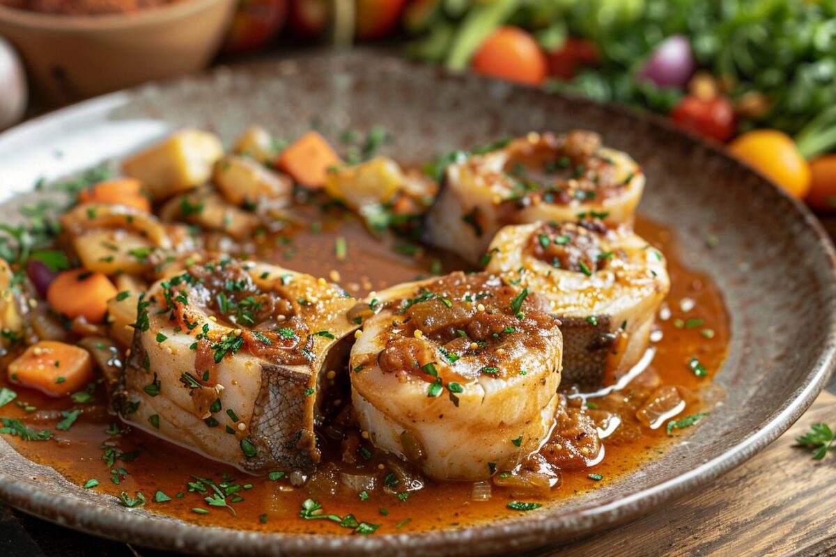 Découvrez l’osso bucco de lotte, une recette raffinée qui éveillera vos papilles et réchauffera vos soirées