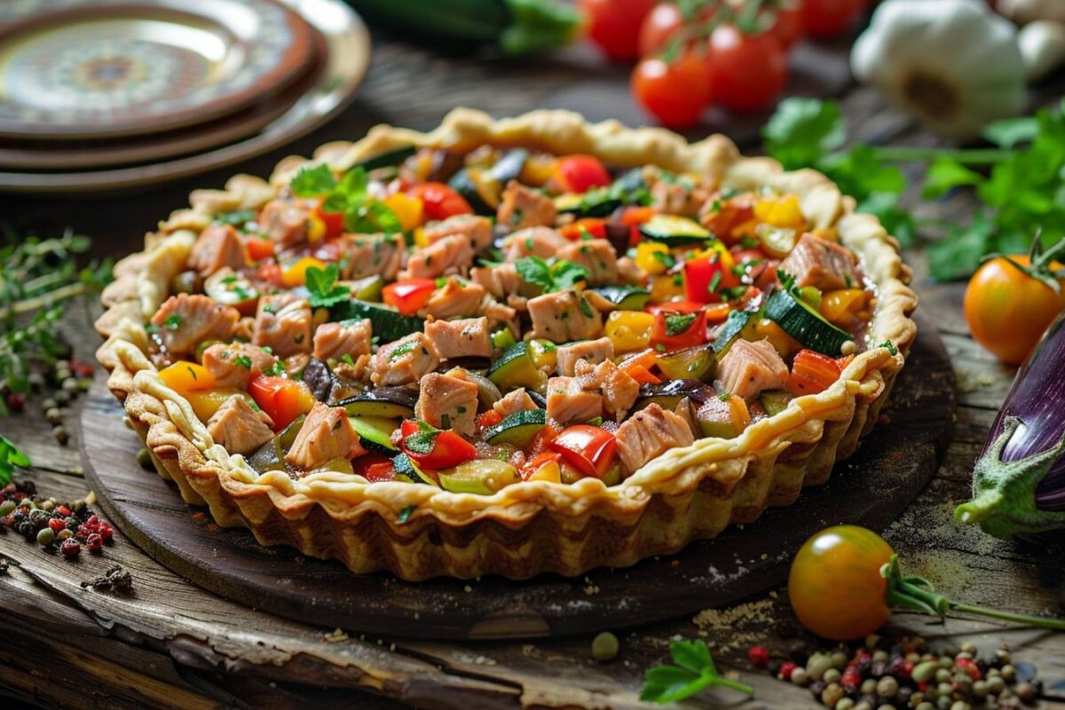 Découvrez la tarte au thon et à la ratatouille, une recette fusion qui ravira vos papilles et illuminera votre table