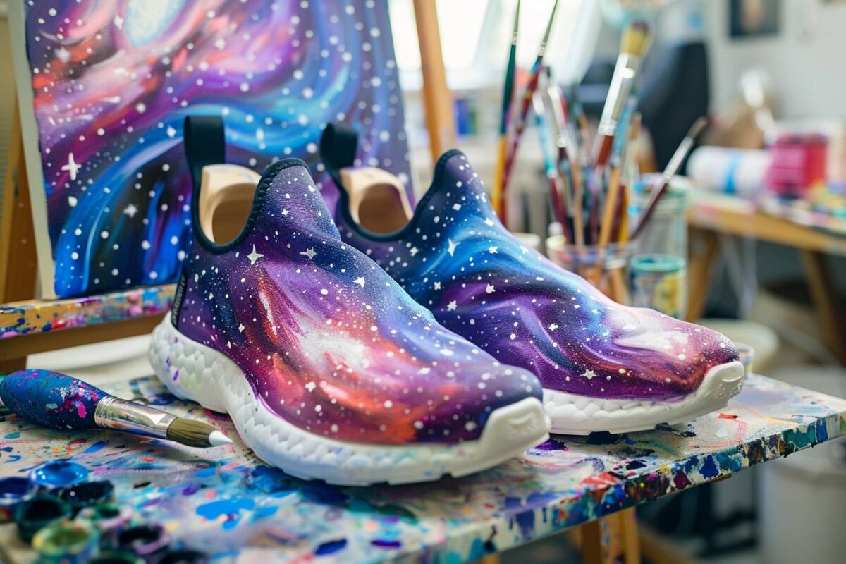 Des chaussures en œuvres d’art avec cet effet galaxie qui fait rêver