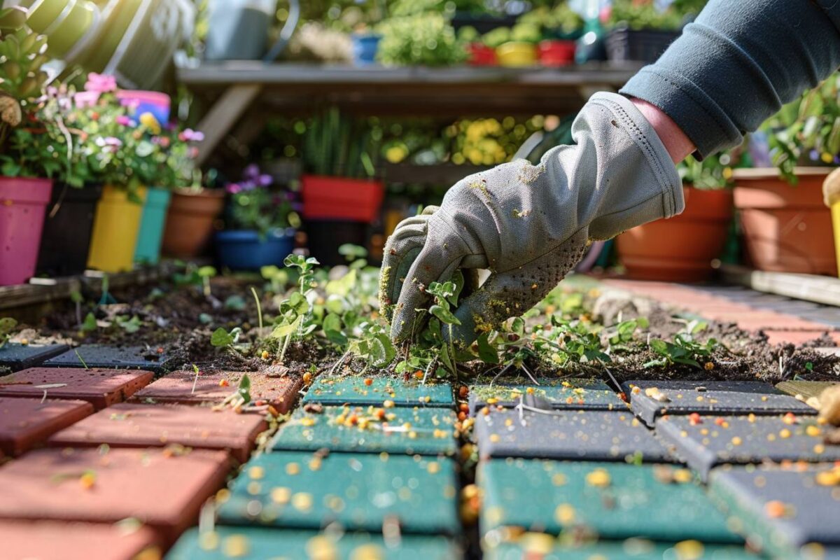 Dites adieu aux mauvaises herbes entre les dalles de votre terrasse grâce à nos 4 techniques efficaces