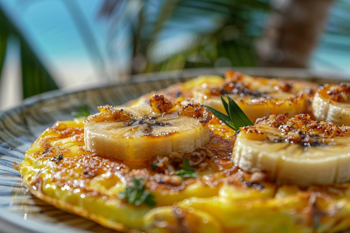 L’omelette tropicale flambée à l’ananas et aux bananes