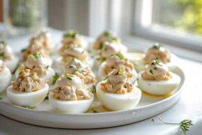 La fraîcheur des œufs mimosa au thon et fromage frais, une entrée parfaite pour vos repas légers