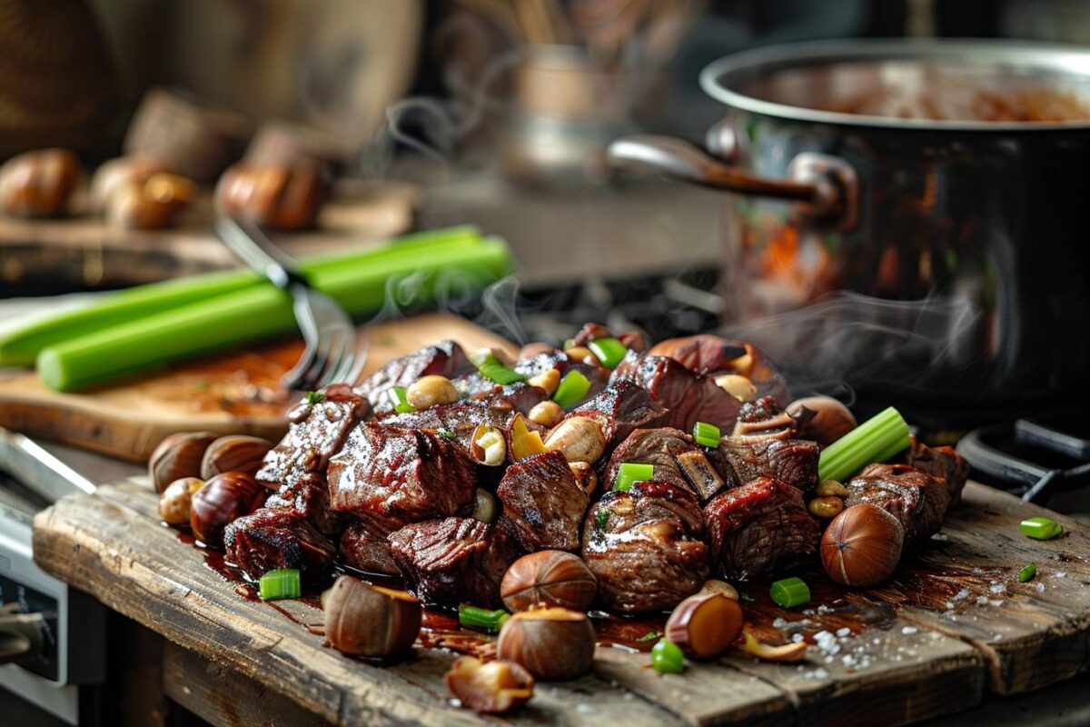 La gigue de chevreuil marinée avec marrons et céleri, une recette qui réchauffe les cœurs, prête en 2 heures