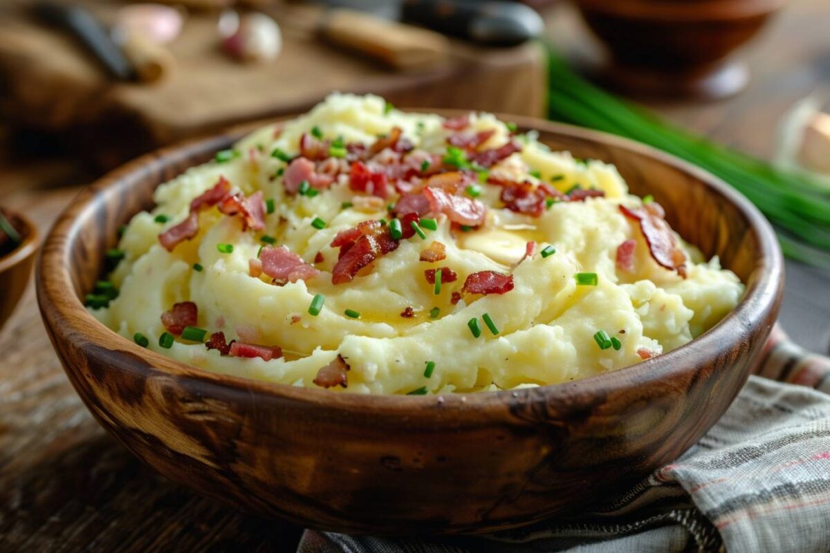 La purée au lard fumé, prête en 20 minutes, riche en goût et en tradition