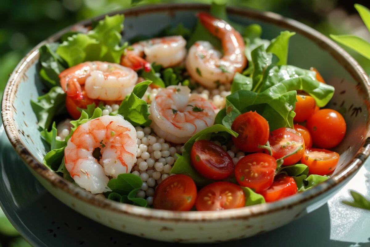 La salade estivale petit épeautre et crevettes, un plat synonyme de fraîcheur et santé