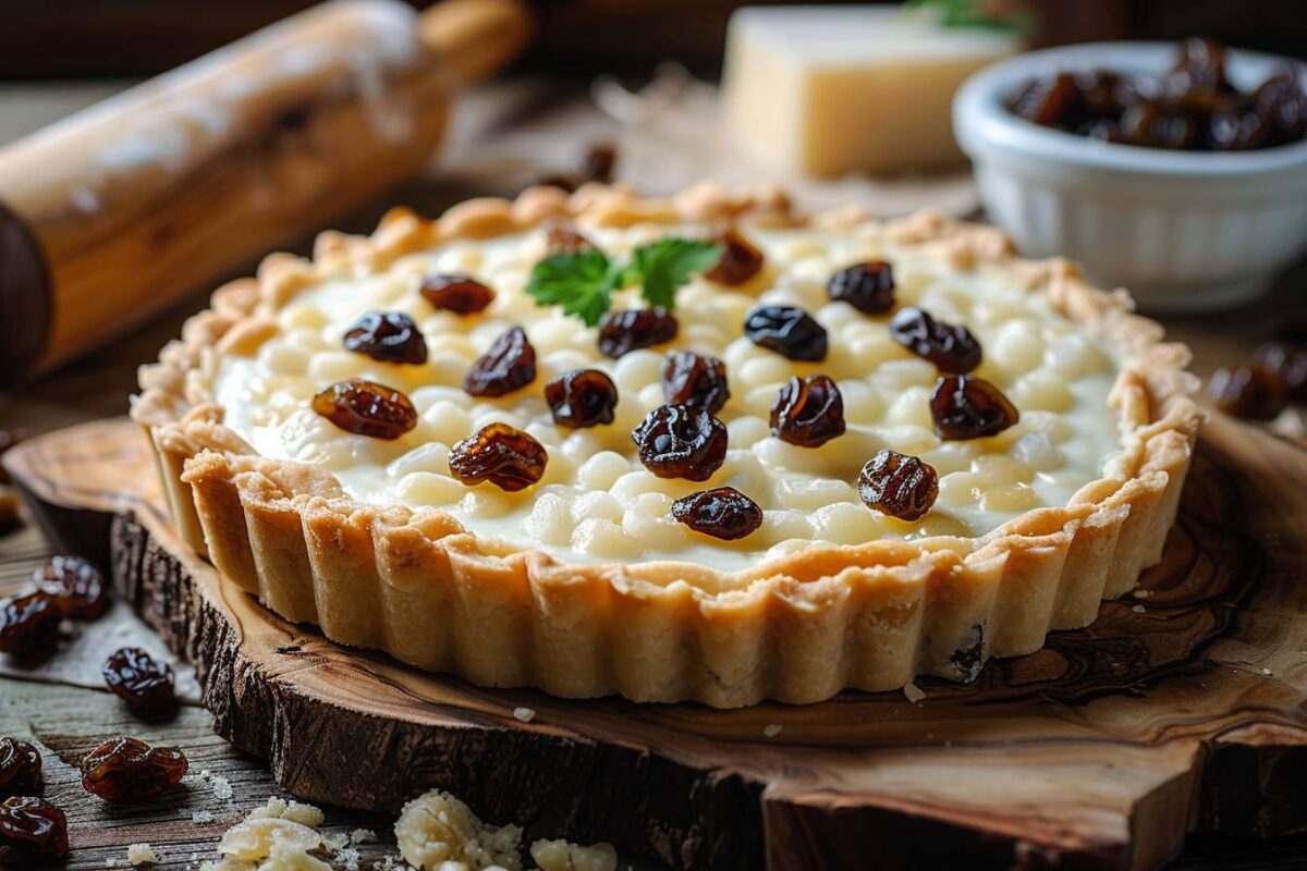 La tarte au fromage blanc et raisins secs, un vrai délice pour vos papilles, prête en 1 heure