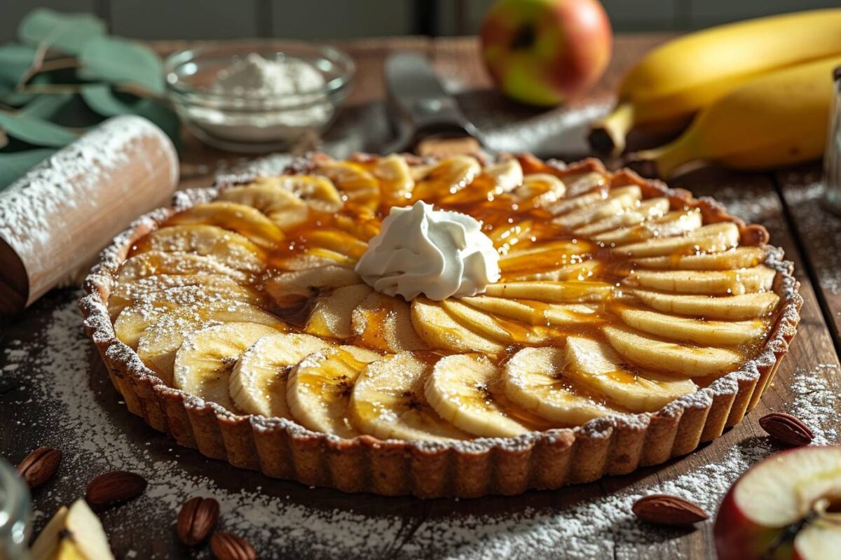 La tarte pommes bananes qui ravira vos papilles et celles de vos invités, prête en 20 minutes