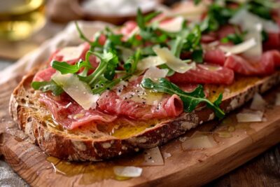 La tartine au carpaccio de bœuf, simple et raffinée pour votre apéritif