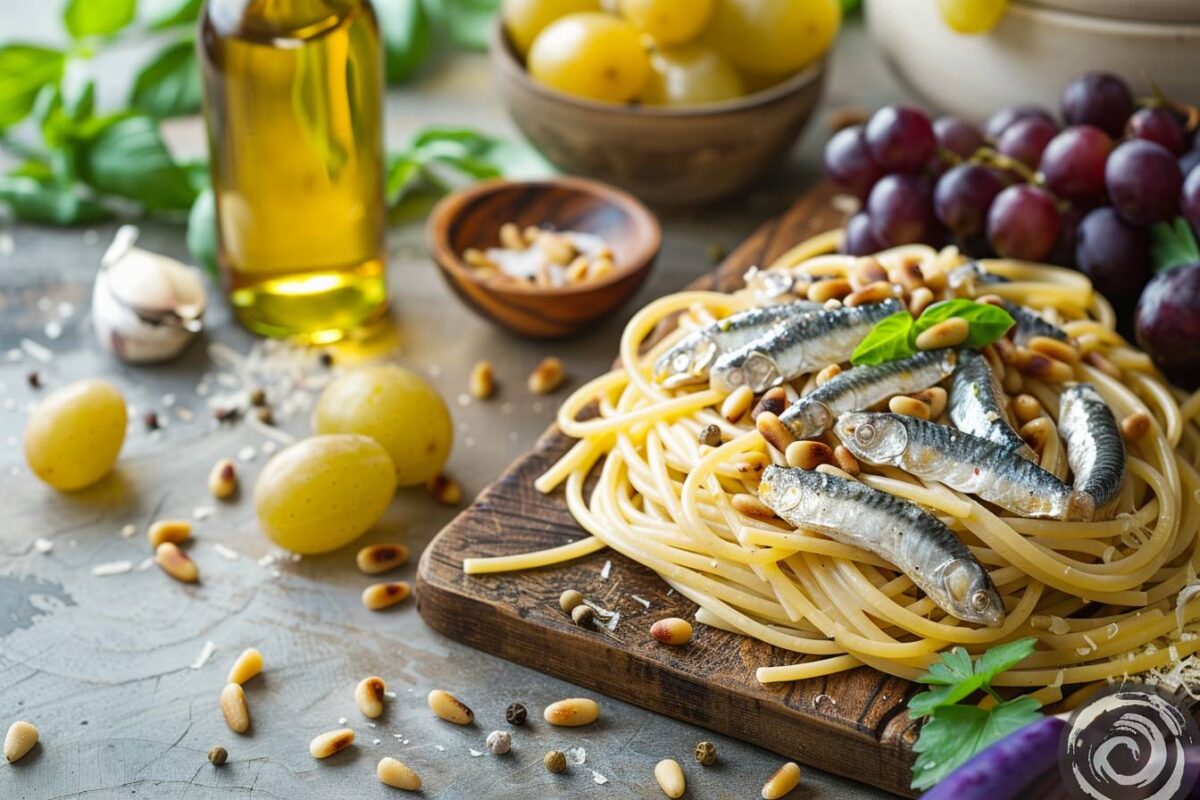 La transformation de vos spaghetti avec des sardines, raisins et pignons pour un festin méditerranéen inoubliable, prêt en 30 minutes