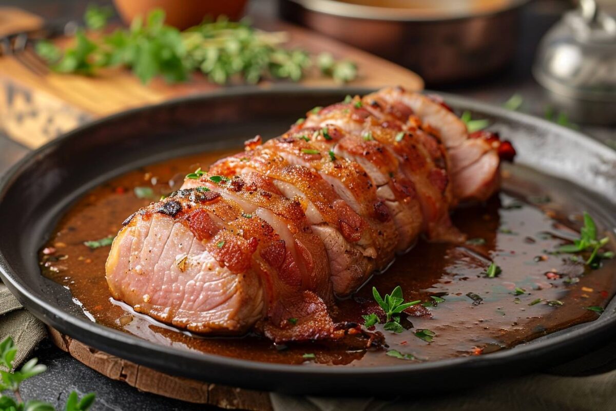 Le charme de la cuisine traditionnelle avec la poitrine de veau au lard et sa sauce ménagère