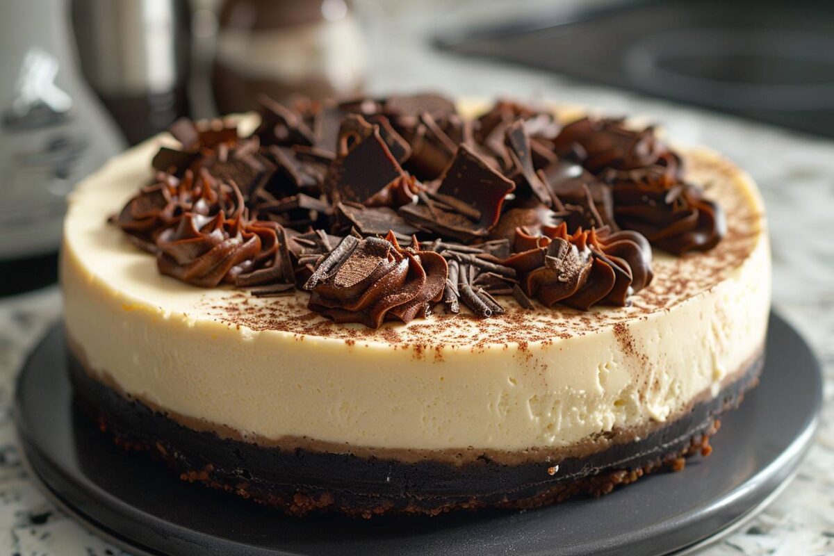 Le cheesecake au chocolat et café, un irrésistible plaisir pour vos papilles et celles de vos invités, prêt en 1 heure 30 minutes