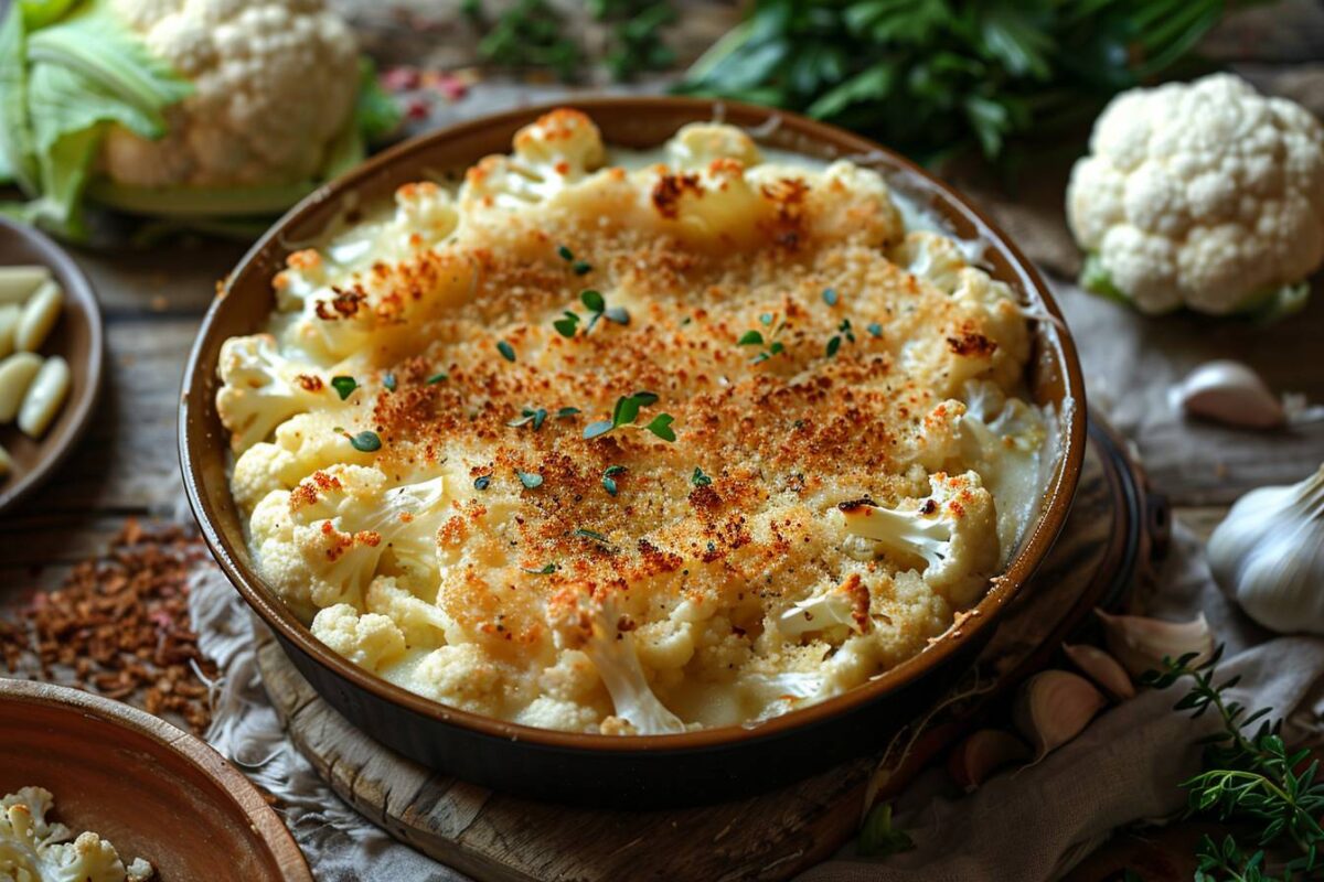 Le gratin de chou-fleur léger, prêt en 35 minutes, une recette qui ravira vos papilles et celles de vos convives