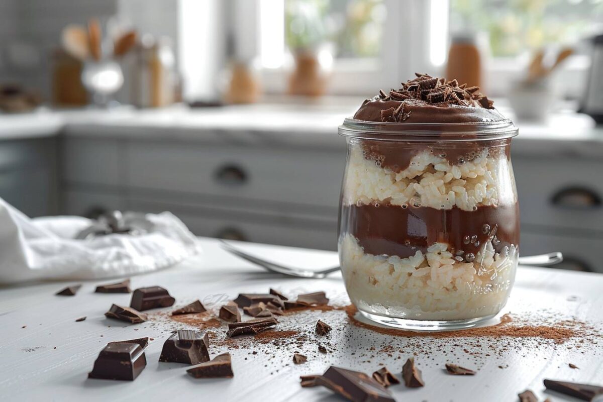 Le riz au lait rencontre le pudding anglais dans une recette chocolatée irrésistible, prête en 10 minutes