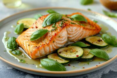 Le saumon au basilic et courgettes, prêt en 25 minutes, qui peut transformer votre dîner en une expérience gastronomique avec des astuces de chef