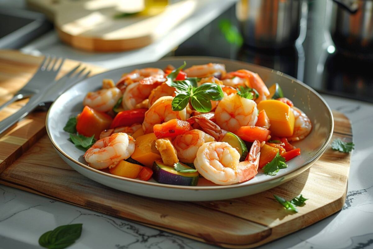 Le sauté aux crevettes et légumes, une recette rapide et facile, prête en 15 minutes