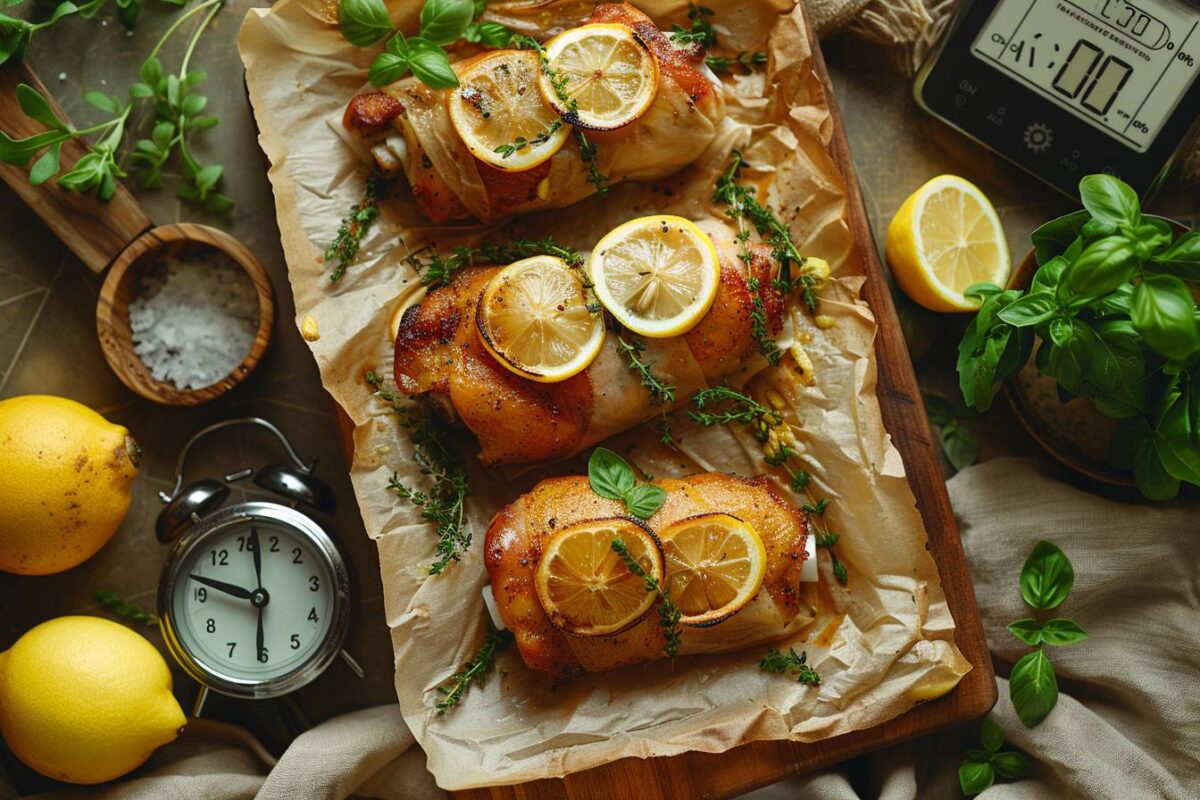 Les cuisses de lapin en papillote, une fusion de douceur citronnée et d’herbes fraîches prête en 35 minutes