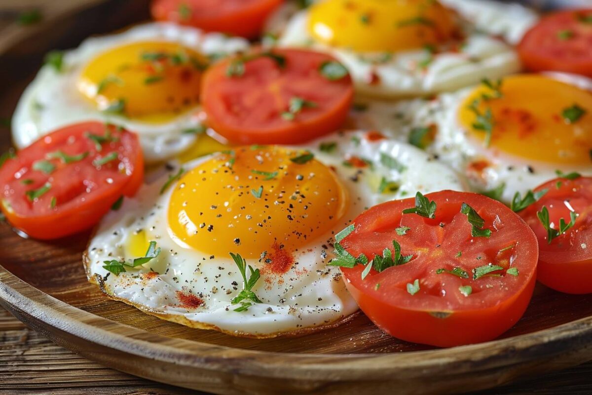 Les oeufs au plat aux tomates irrésistibles et parfaitement parfumés