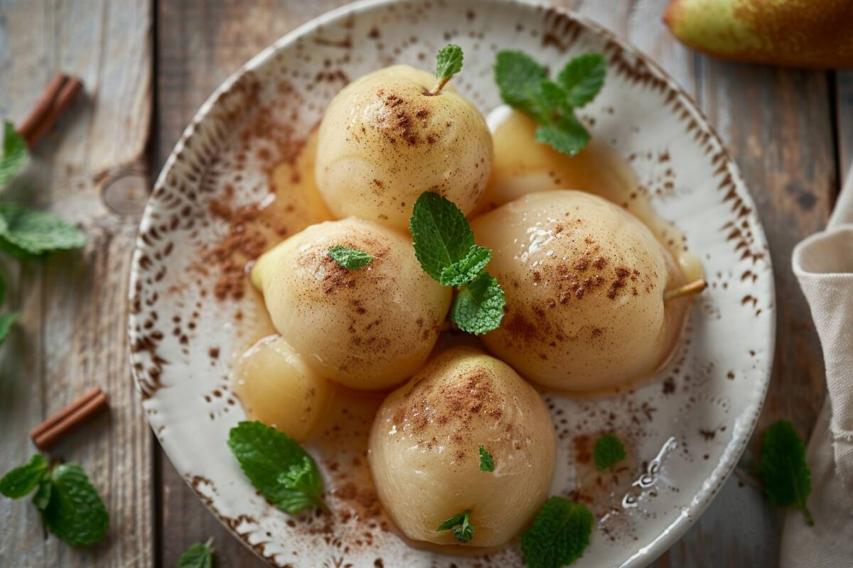 Les poires pochées au gingembre, une recette simple pour ravir vos papilles, prête en 20 minutes