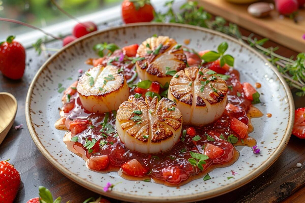 Les Saint-Jacques en gelée aux fraises, une recette originale pour éveiller vos papilles, prête en 25 minutes