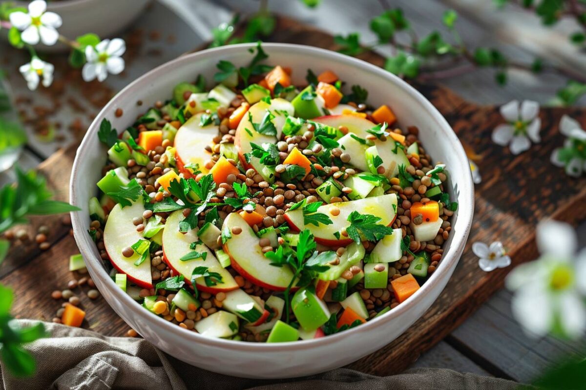 Les secrets d’une salade de lentilles et pommes fraîche et croquante pour ravir vos papilles et celles de vos convives