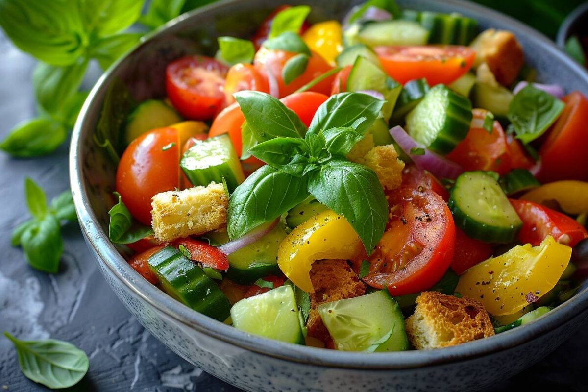 Vous cherchez une recette rapide et savoureuse pour aujourd’hui, voici notre salade toscane en 10 minutes