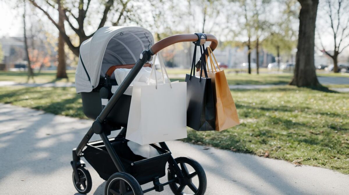 Des crochets de poussette pour simplifier le transport de vos sacs de courses