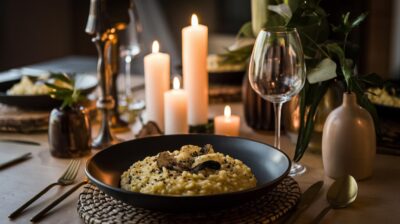 Dîner aux chandelles : risotto végétalien à la truffe, l'élégance dans l'assiette