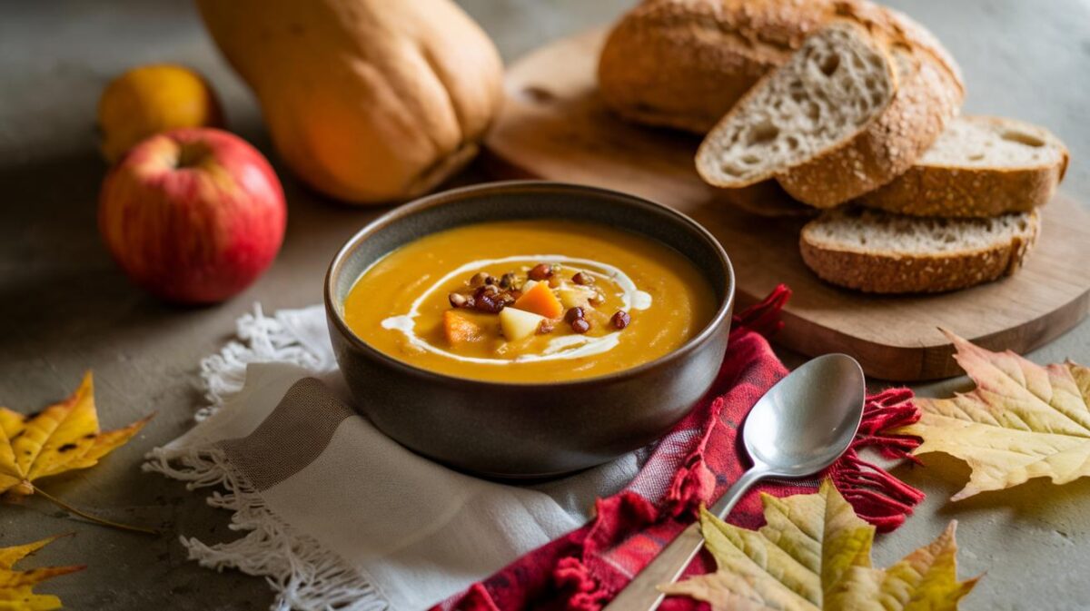 Douceur d'automne : velouté de butternut et pomme, harmonie végétalienne