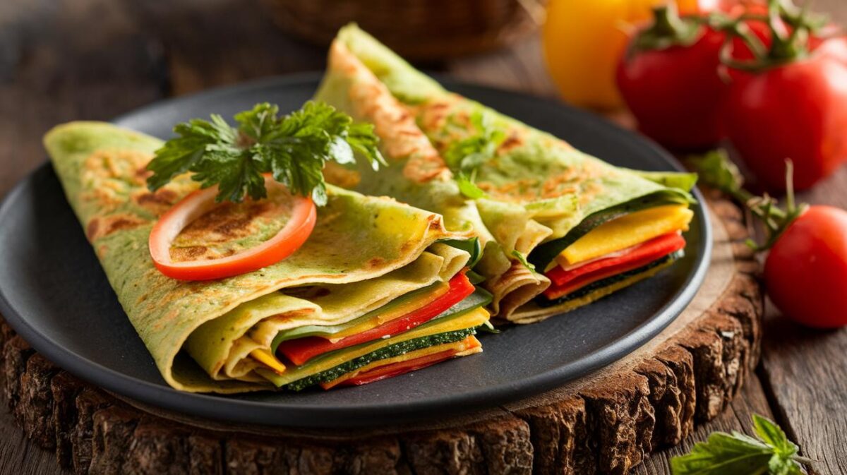 Étonnez vos papilles : crêpes végétaliennes à la farine de pois chiches et légumes