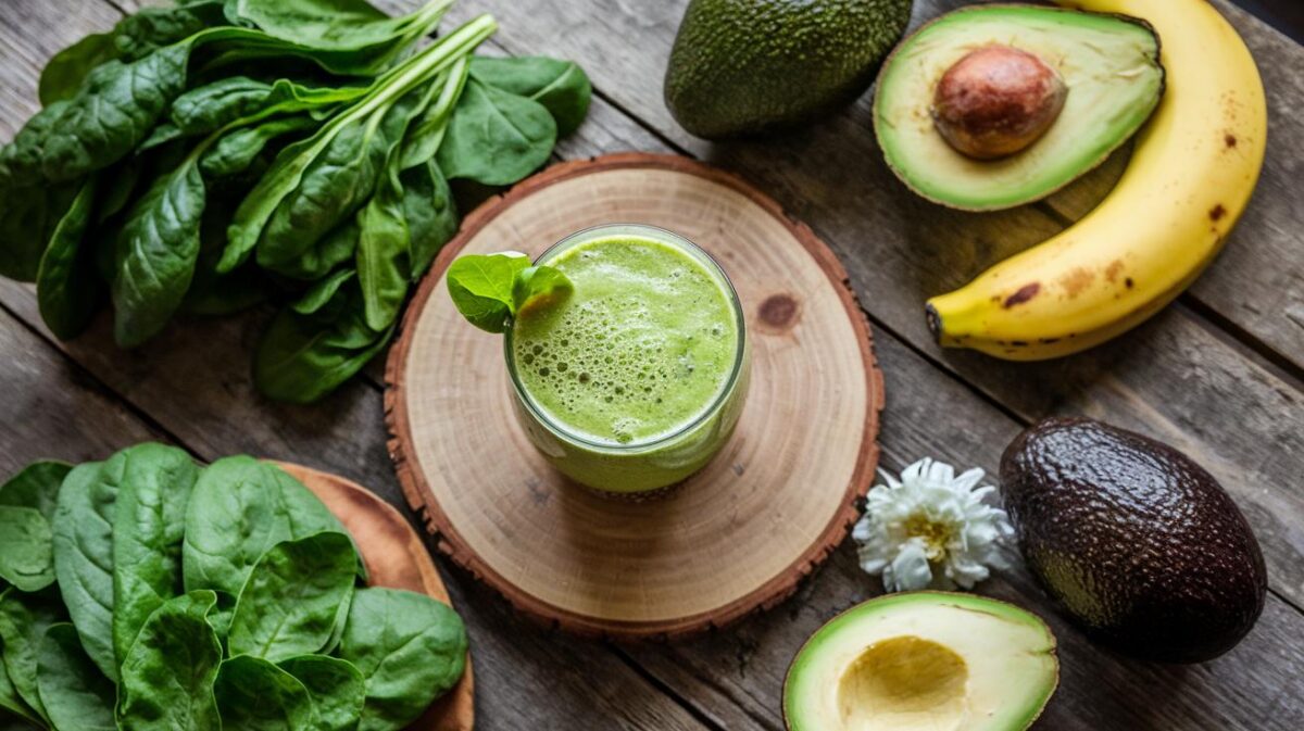 Matin léger : smoothie vert végétalien, boost d'énergie naturelle