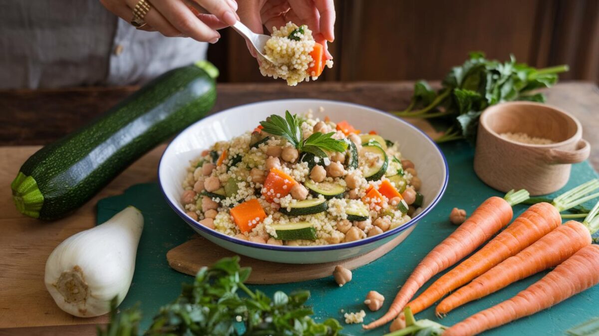 Préparation étape par étape d'un couscous de légumes savoureux