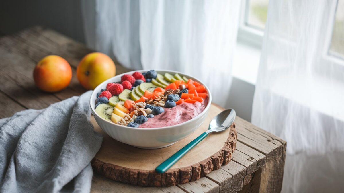 Recette facile de smoothie bowl végétalien pour matins pressés